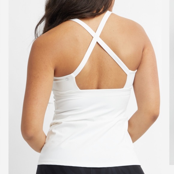 Savvi Tops - SAVVI KUMA Small White Criss Cross Back Padded Shelf Bra Tank Top